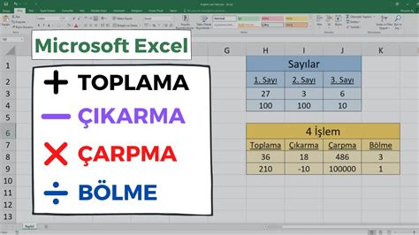 Excel toplama işlemi ingilizce